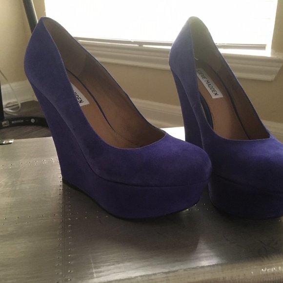 Steve Madden PAMMYY blue suede wedge 6.5 - Picture 10 of 14